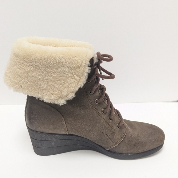 UGG Waterproof Leather Wedge Boots - Picture 11 of 16